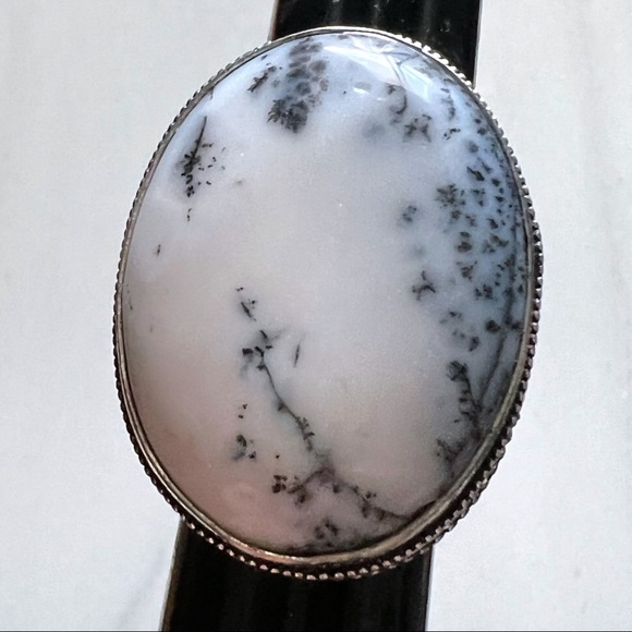 New Dendritic Opal Stone Silver Overlay Artisan Ring Size 7.75. - Picture 7 of 12